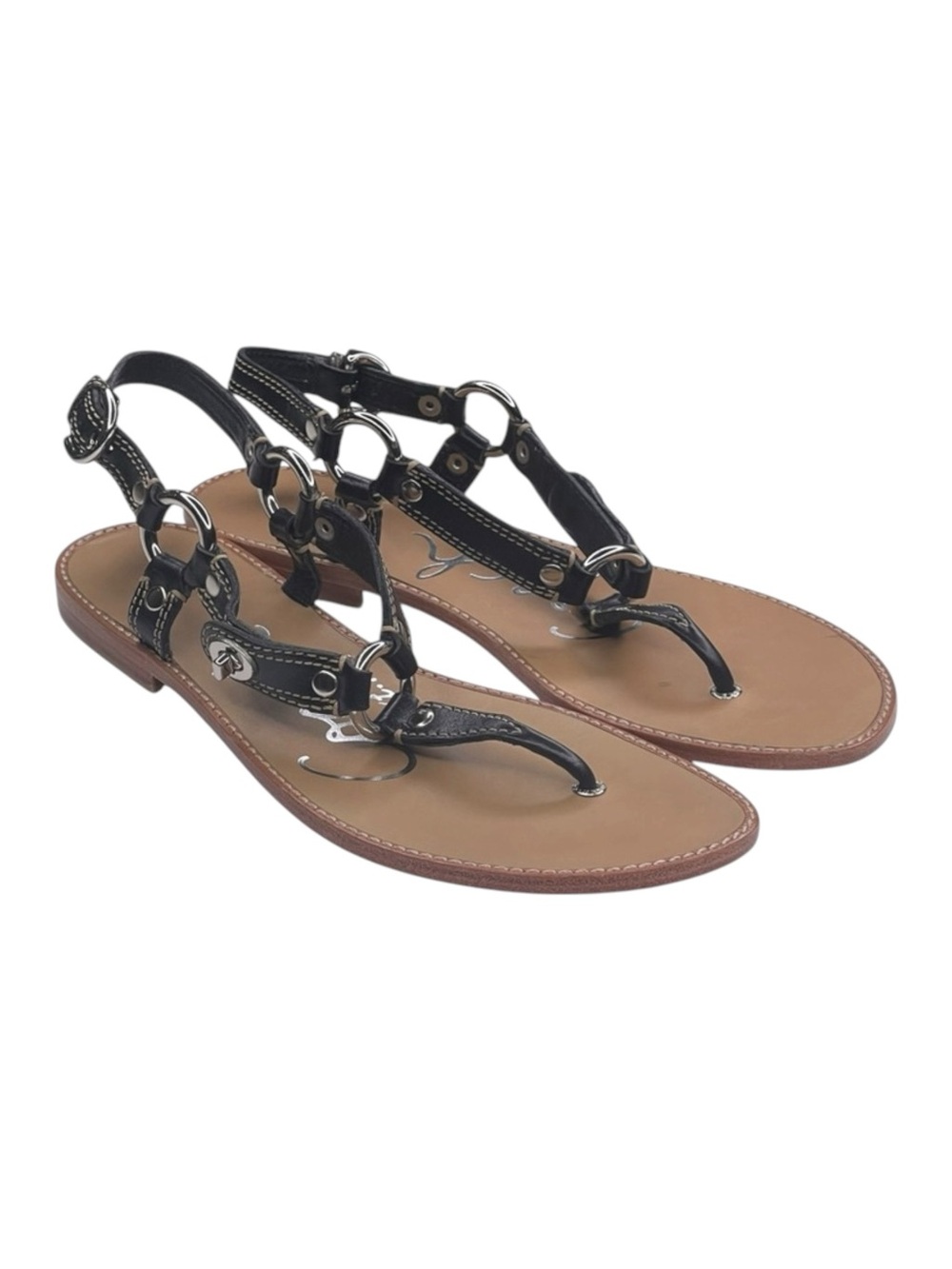 Deadstock: new Coach ࿌ Raiven Hardware Turnlock Flat Sandals ࿌ Black Leather ࿌ - Picture 12 of 16